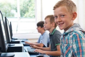 Boys working on computers